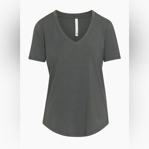 Babaton by Aritzia Foundation V-Neck T-Shirt in Coal Grey